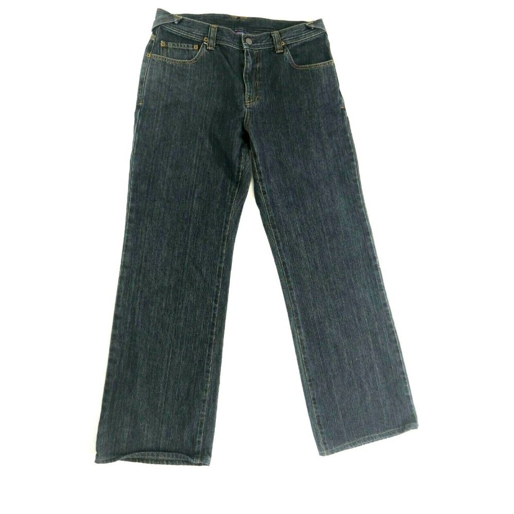 Patagonia Blue Denim Jeans Straight Leg Reinforced Back Hem  Womens Size 8